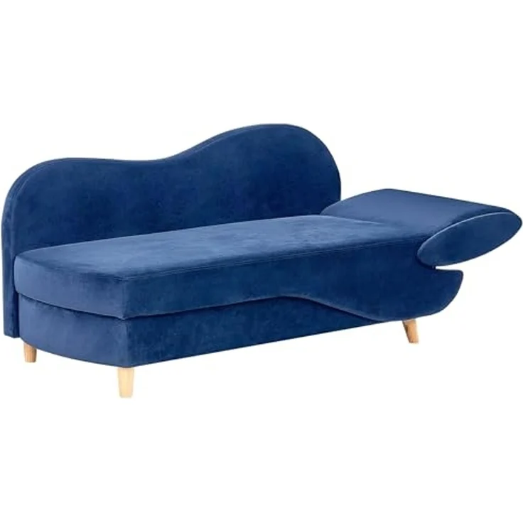 Chaiselongue Samtstoff marineblau mit Bettkasten rechtsseitig MERI II – Bild 5