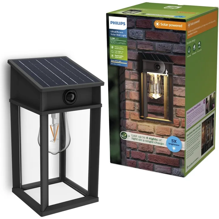 Philips Solar Wandleuchte Geri 33,5 x 18 x 18 cm warmweiß