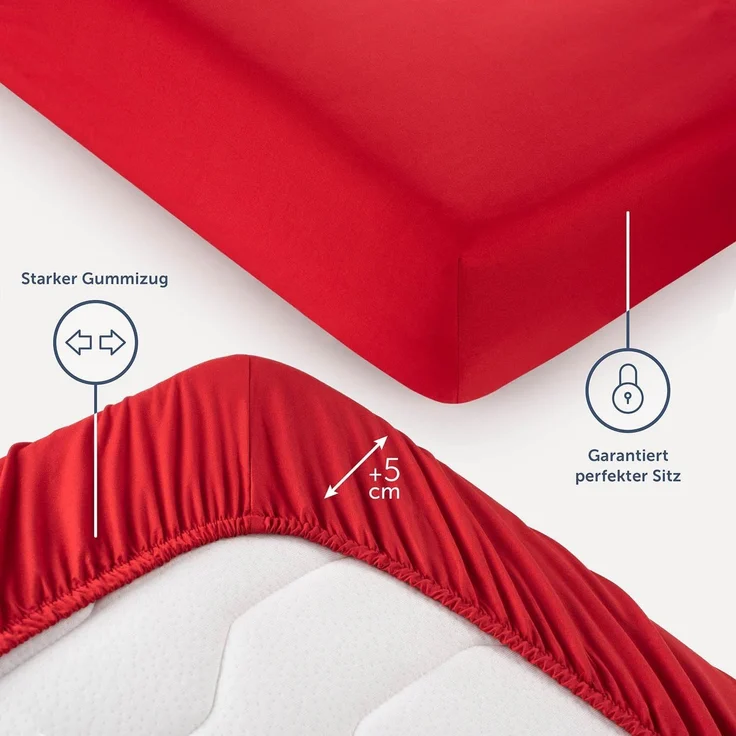 Blumtal® Spannbettlaken 200x200 cm aus Microfaser - Oekotex zertifiziertes Bettlaken 200x200 cm - Spannbetttuch 200x200 cm/Leintuch 200x200 cm - Bettbezug 200x200 cm - Bettbezug - Bettlaken - Rot – Bild 3