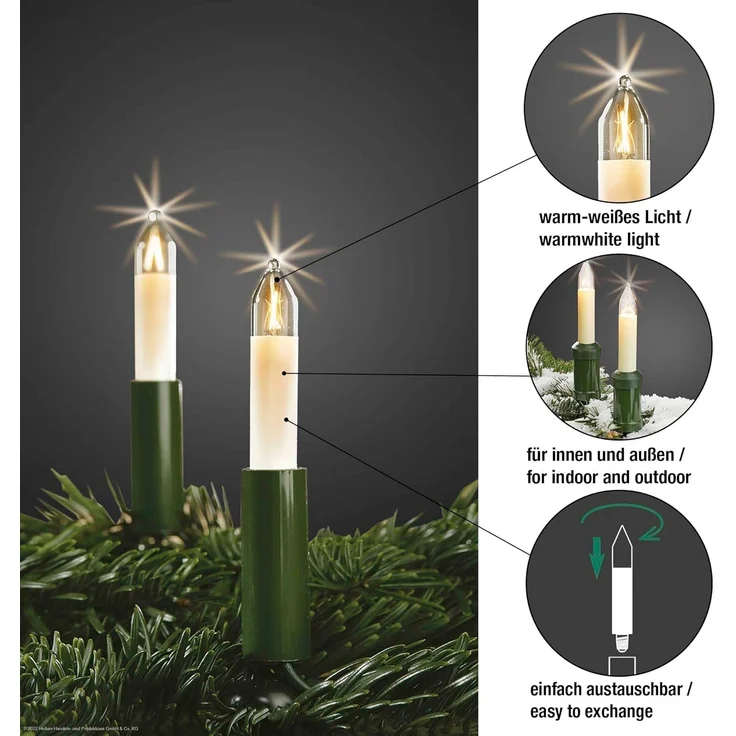 hellum Ersatzbirnen für Lichterbogen, 15 Stück 8V 3W klein-Schaftkerzen für Schwibbogen, für Ersatz-Kerzen Lichterketten innen und außen mit 30 Brennstellen, ø10mm E10/ 8V/ 3W/ 22Lumen 151374 – Bild 3