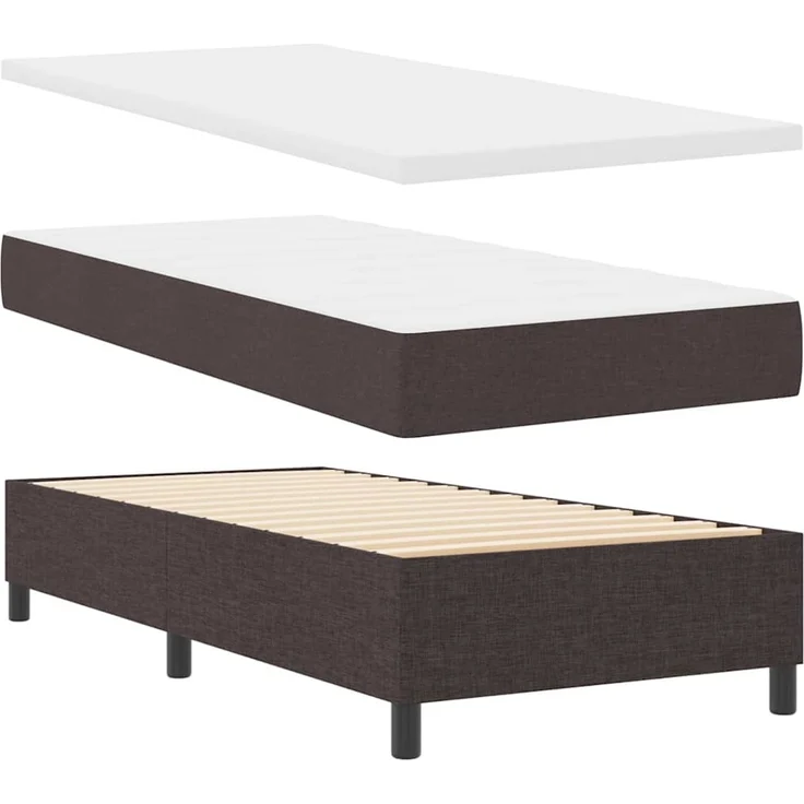 vidaXL Boxspringbett mit Kopfteil Dunkelbraun 100 x 200 cm Stoff 3342924 – Bild 7