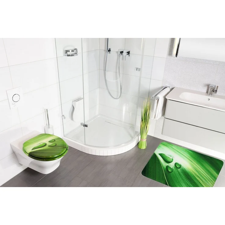 Sanilo Badematte Green Leaf, rutschhemmend, waschbar, schnelltrocknend, Polyester, rechteckig, sehr weich, hochwertig & modern, 50 x 80 cm oder 70 x 110 cm – Bild 2