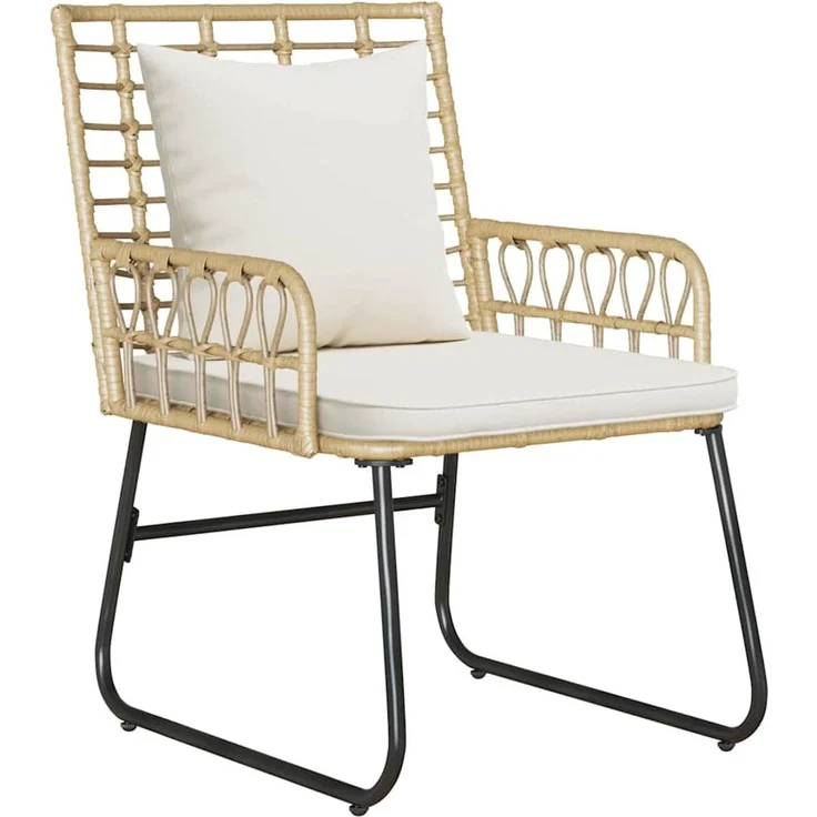 vidaXL Garten Essgruppe 3 pcs Braun und Creme Poly-Rattan 42010353 – Bild 4