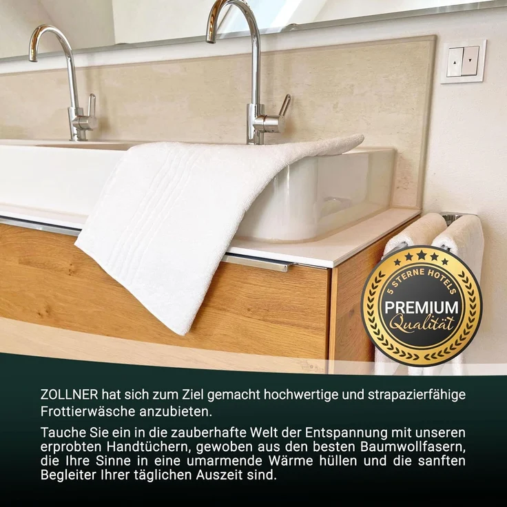 ZOLLNER Handtuch 4er Set, Baumwolle, 50x100 cm, weiß – Bild 6