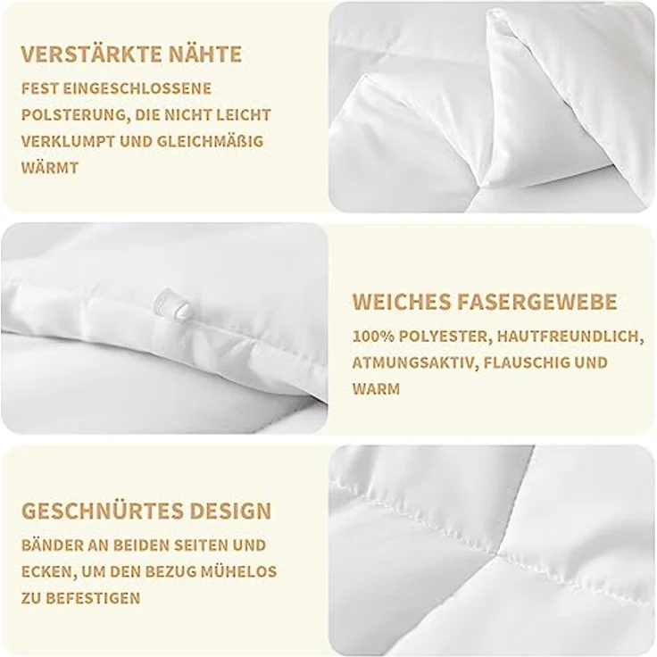 Good Nite Bettdecke Ganzjahresdecke 200x200 cm 4 Jahreszeiten Bettdecken Mikrofaser Daunendecke Ssteppdecke für Vierjahreszeiten Weiß (200x200 cm) – Bild 5