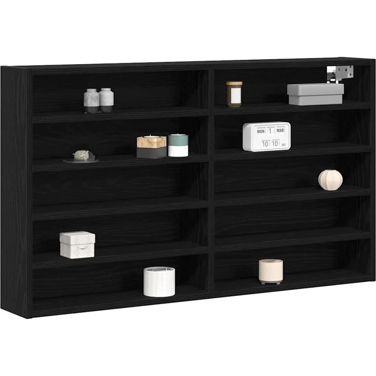 vidaXL Vitrine Schwarz Eichen-Optik 100 x 15 x 58 cm Holzwerkstoff 873906 – Bild 3