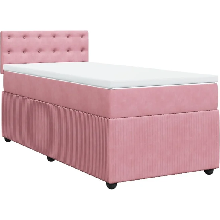 vidaXL Boxspringbett mit Matratze Rosa 100x200 cm Samt 3287679 – Bild 2