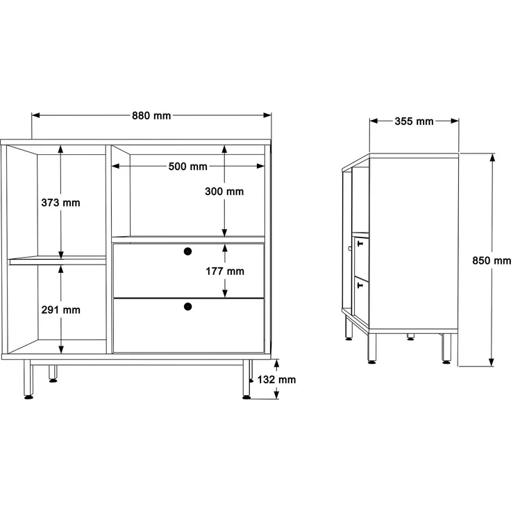Skye Decor 'LAT1-SA' Mehrzweckschrank, Eiche / Anthrazit, 88 x 85 x 35,5 cm – Bild 7
