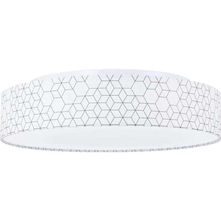 Zedelmaier Deckenlampe Stoff Rund 50cm E27x3 max. 40W Deckenleuchte Stoffschirm Wohnzimmer Schlafzimmer Küche Flur Kinderzimmer Lampe Decke Lampenschirm (Weiße Würfel,Ø50x13cm) – Bild 10