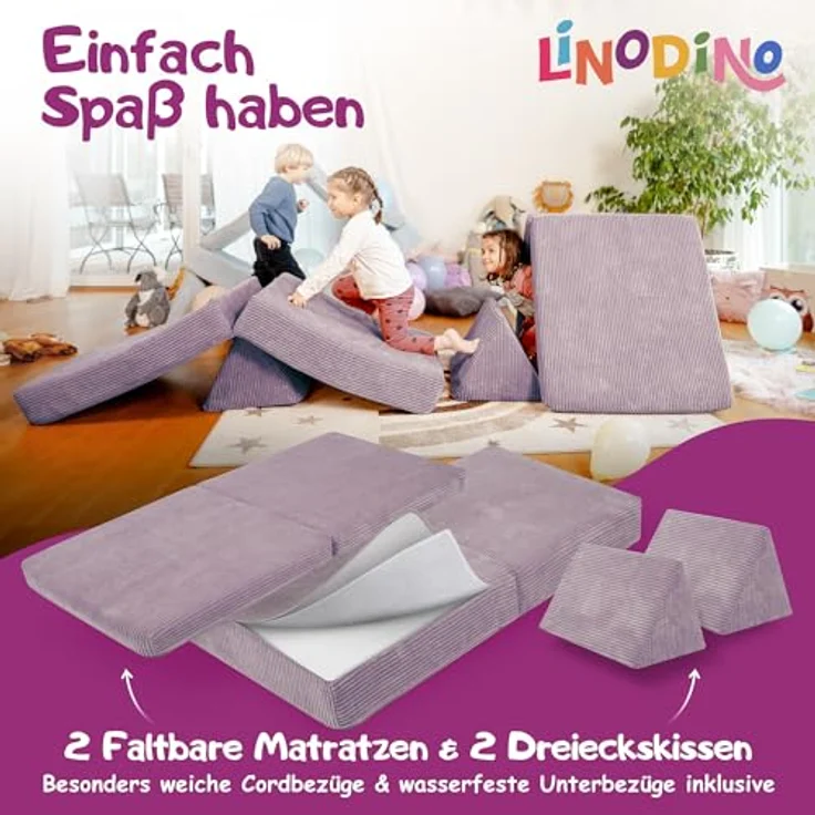Linodino Kindersofa Spielsofa I aus Schaumstoff Bausteine I Spielcouch für Kinder, 3 Jahre Garantie – Bild 5