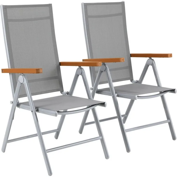 TLGREEN Gartenstuhl Hochlehner, 2/4er Set Balkonstuhl,Klappstuhl,Campingstühle (2 St), klappbar, 7-Fach verstellbare, wetterfest, aus Aluminium, Bis 120kg