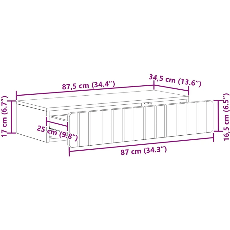 vidaXL Wandmontierter Beistelltisch Weiß 87,5 x 34,5 x 17 cm 898325 – Bild 10