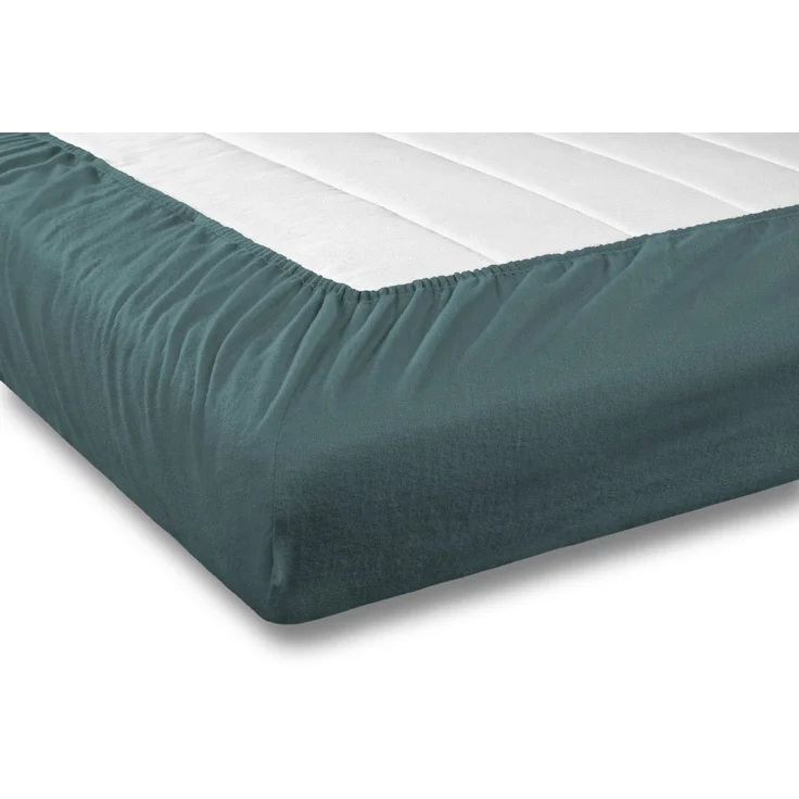 Setex - Feinbiber Bettlaken mit Gummizug kuschelig weich - Biber Spannbettlaken aus 100% Baumwolle mit rundum Spanngummi - Bettwäsche ganzjährig - Betttuch 140x200 cm Dunkel Jade – Bild 3