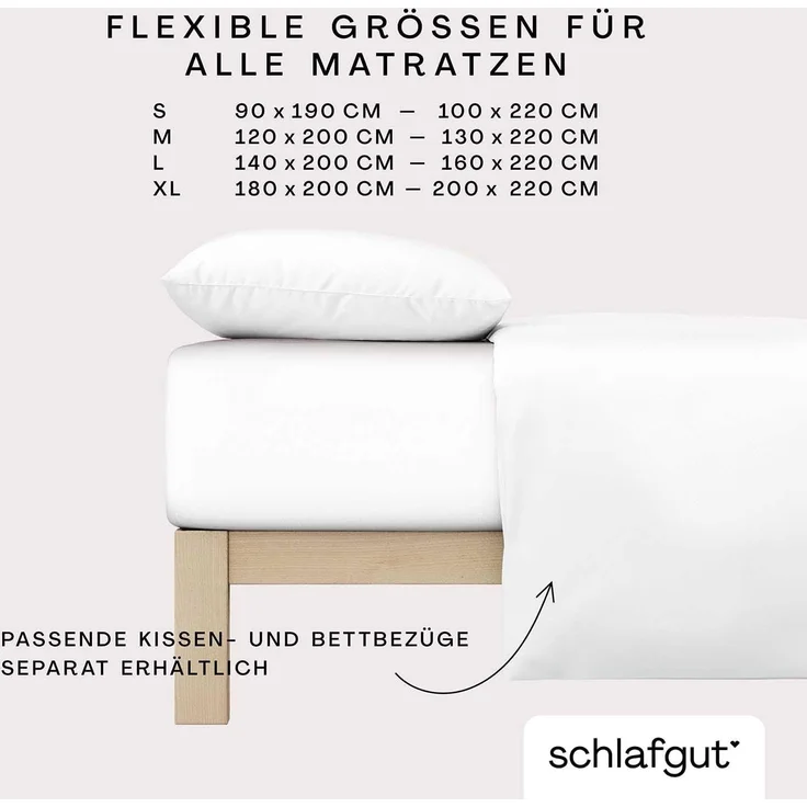 Schlafgut Spannbettlaken Premium, Gummizug: rundum, (1 Stück), Mako-Zwirn-Jersey, Full-white, L 140x200 cm - 160x220 cm – Bild 4