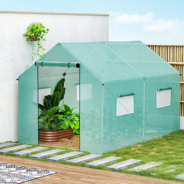 Outsunny Folientunnel, Stahl, PE, Grün, 200L x 300B x 200H cm – Bild 8