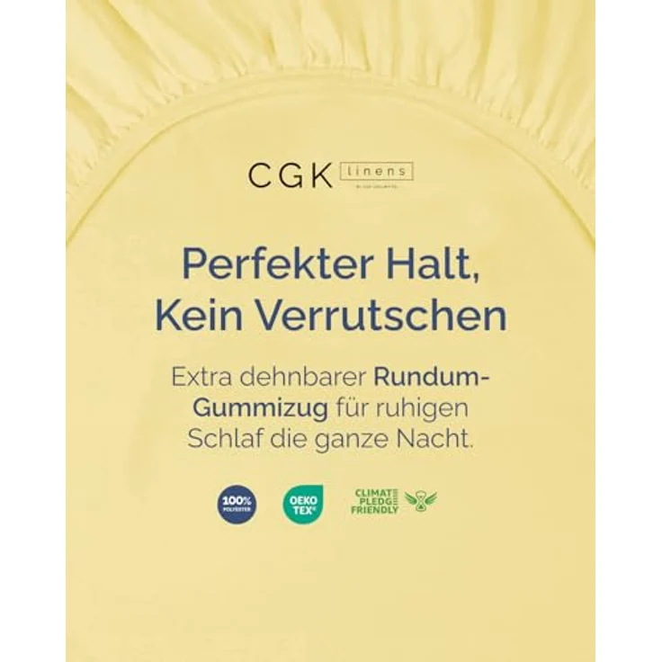 Spannbettlaken 120x190 cm Gelb - 40cm (16") Zoll Tiefe Tasche - Premium Mikrofaser Spannbetttuch - Weich, Knitter- und Bügelfrei - Atmungsaktiv, Hypoallergen und Oeko-TEX Standard 100 Zertifiziert – Bild 2