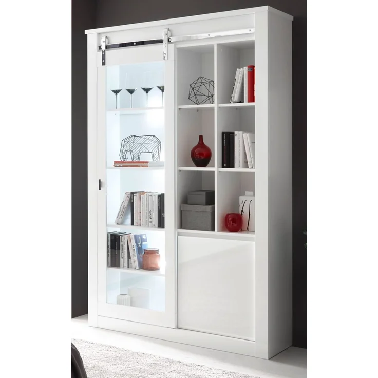 Vitrine Miami in weiß Hochglanz 133 x 201 cm – Bild 1