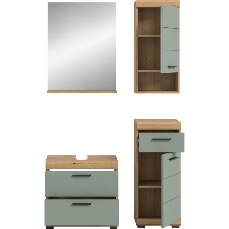 Xonox Scout Badkombination (B/H/T: 112x191x34 cm) in Salbei und Artisan Eiche Nachbildung – Bild 3