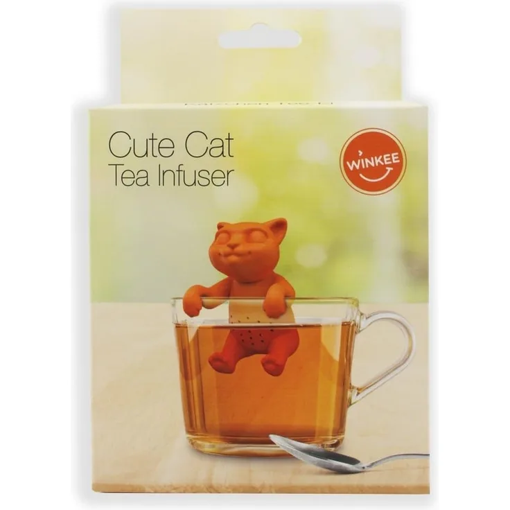 Winkee Teesieb Katze (Cute Cat) Orange, Silikon, (Tee-Ei, 1-St, lebensmittelecht), ca. 8 cm hoch