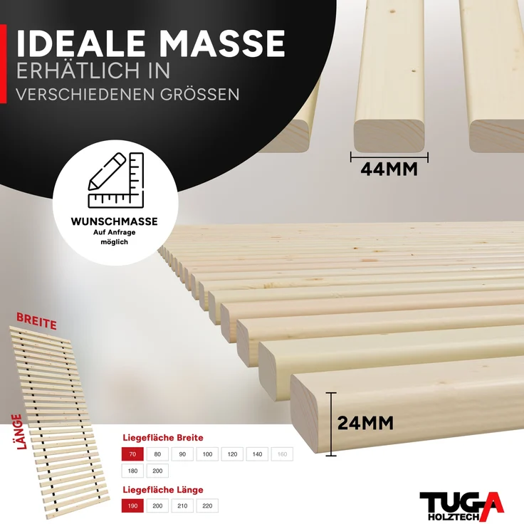 Rollrost " Lamellen - Xandi " Lattenrost 24 mm 180 x 190 cm – Bild 3
