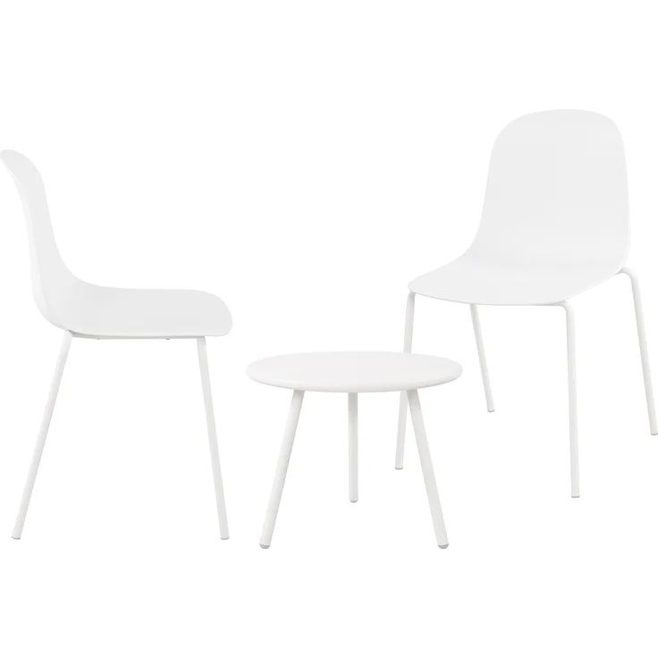 CLP 2er Sitzgruppe Berdin Set 1 Tisch 2 Stapelstühle wetterfest UV-beständig,weiß – Bild 1