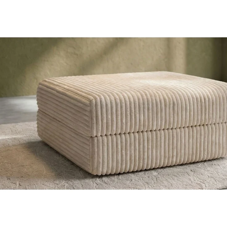 XL beige Cord-Pouf – Bild 2