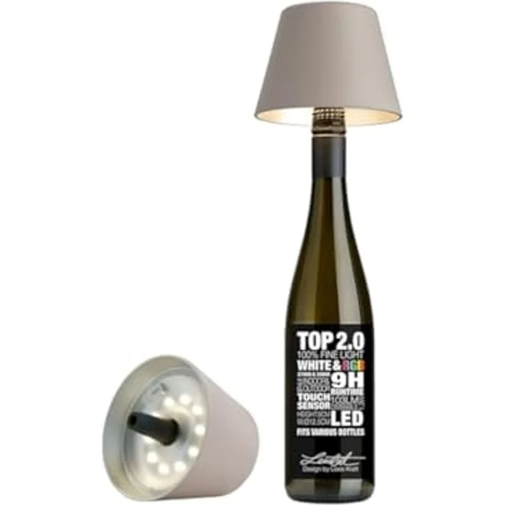 Sompex Flaschenleuchte TOP 2.0 LED RGBW mit Akku, Kunststoff Grau, Ø 12,5 x 11 cm – Bild 1
