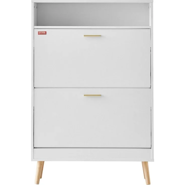 VEVOR Schuhschrank Schuhregal Weiß, 800 x 237 x 1205 mm Schuhkipper mit 2 Klappen – Bild 2