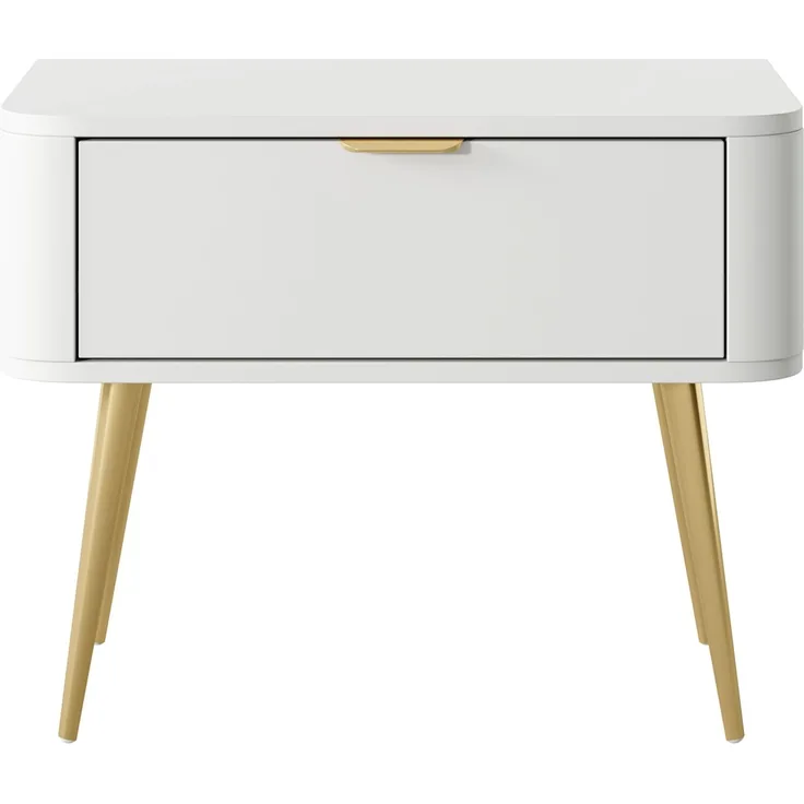 Selsey 'Oval' Nachttisch mit Schublade, weiß, ca. 49 x 63 x 38 cm