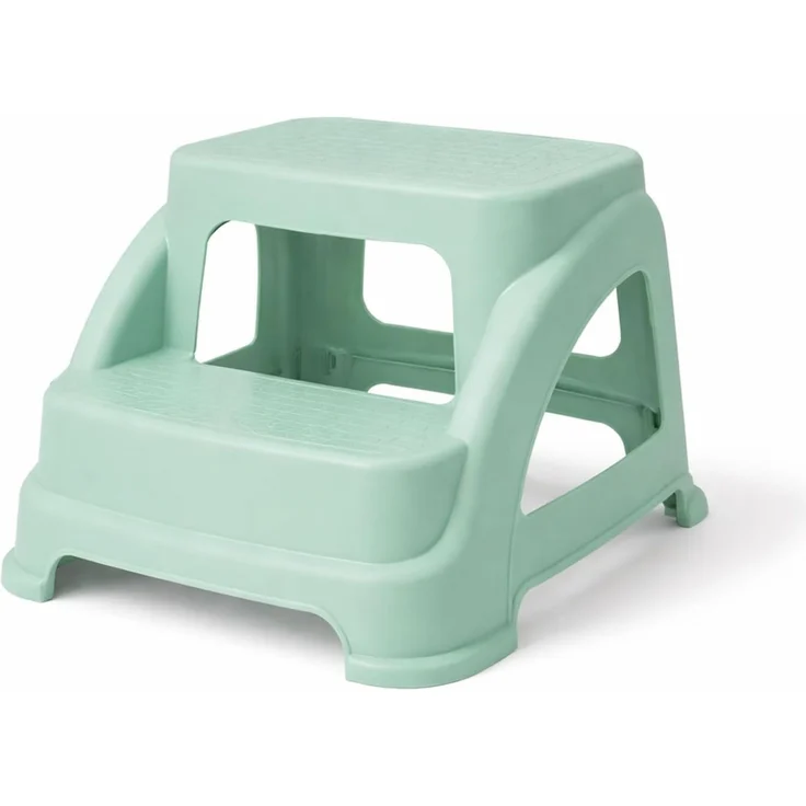 Zweistufiger Tritthocker Trittstufe Hocker Kunststoff Grün rutschfest – Bild 2