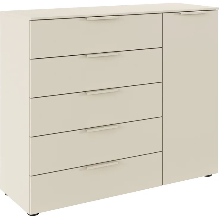 rauch Schubkastenkommode Kommode Türkommode Sideboard Kombikommode FLIPP (Breite 120 cm mit 2 Einlegeböden), 1-türig mit 5 Schubladen und Soft-Close-Funktion