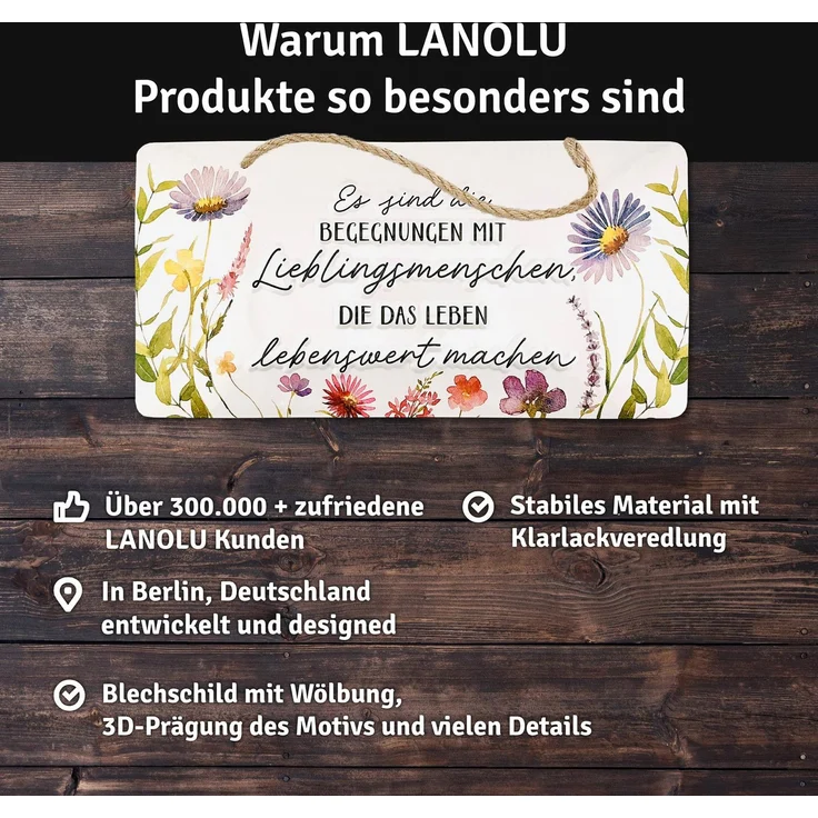 LANOLU Blechschild Lieblingsmenschen - 16x32cm – Metall – Mehrfarbig – 16119 – Bild 4