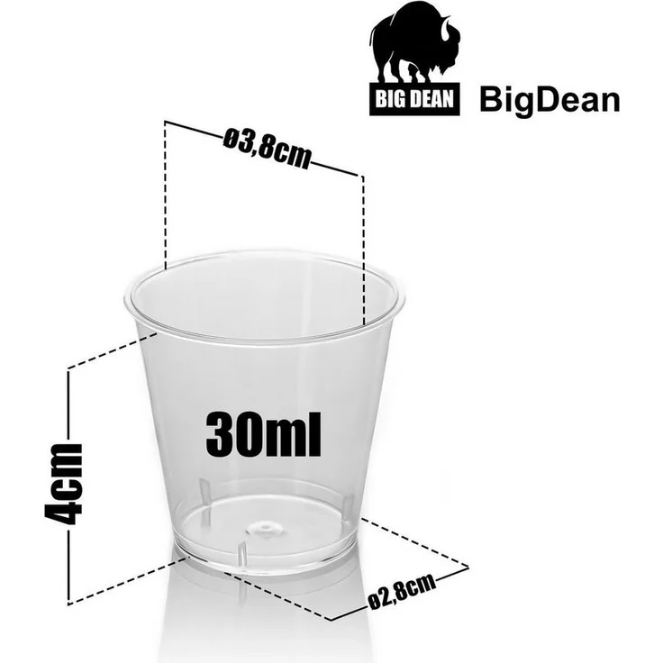 BigDean 200 Stück Schnapsgläser Plastik 3cl lebensmittelecht robust & wiederverwendbar - Shotgläser aus bruchsicherem Kunststoff – Bild 2