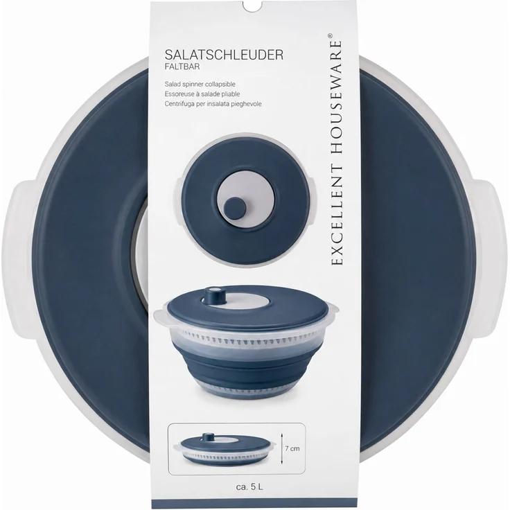 Salatschleuder Salatspinner Salattrockner faltbar Ø30xH10/16cm 5 Liter – Bild 2