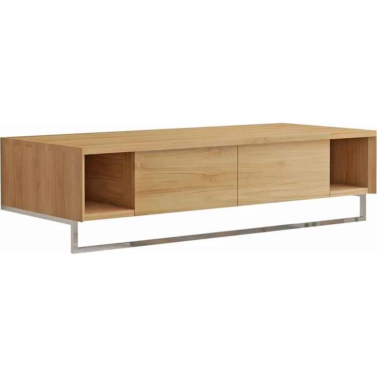Vente-unique - Hängender Waschbeckenunterschrank aus Teakholz mit Handtuchhalter – 120 cm – KUPANG – Bild 4