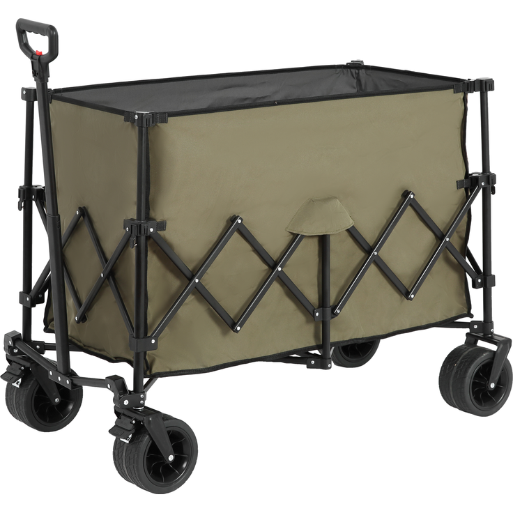 Faltbarer Bollerwagen 300L mit All-Terrain-Rädern, 109x53x83 cm, 100 kg, Armee-Grün – Bild 2