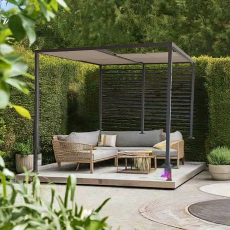 Jet-Line Pavillon Amun 3x4 m, Aluminium Gartenpavillon mit Schiebedach und UV Sonnenschutz in Anthrazit – Bild 4