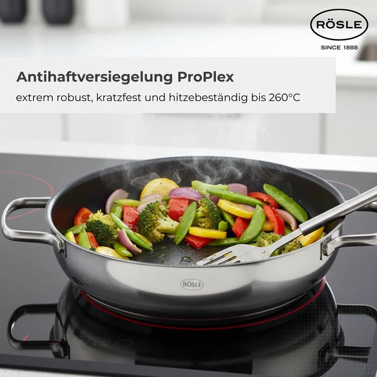 Rösle 'ELEGANCE' Servierpfanne, Edelstahl schwarz, 28 cm, für Induktion & backofengeeignet – Bild 4