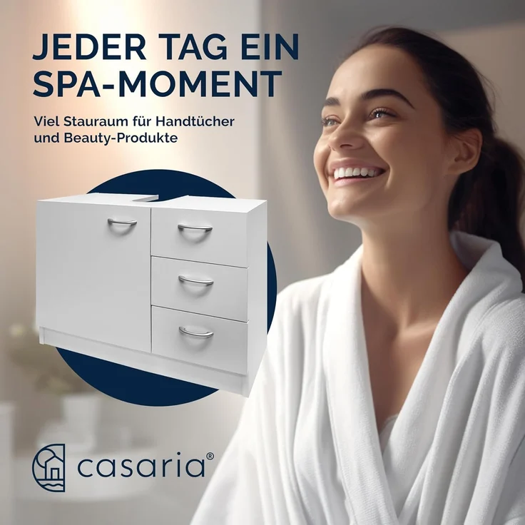 Casaria Waschbeckenunterschrank Neapel mit Schubladen 63cm Breit Waschbecken Unterschrank Badezimmer Stehend – Bild 7