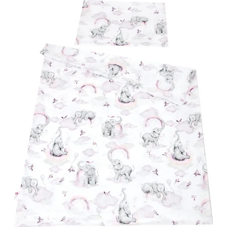 BabyLux Babybettwäsche BABYLUX Kinderbettwäsche 2 Tlg. 90 x 120 cm Bettwäsche Bettbezug Kind, 125. Elefanten Rosa