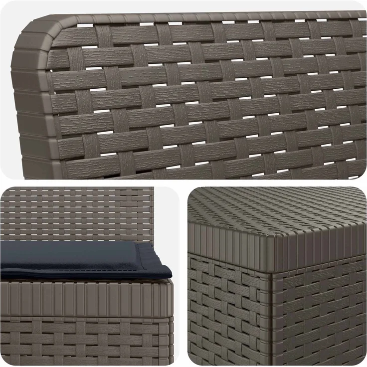 vidaXL 6-Sitzer Garten Sofa mit Kissen Rattan Look PP Hellgrau 3444121 – Bild 7