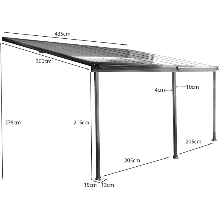 osoltus Alu Terrassenüberdachung Terrassendach Veranda Grau 435 x 300 cm – Bild 4