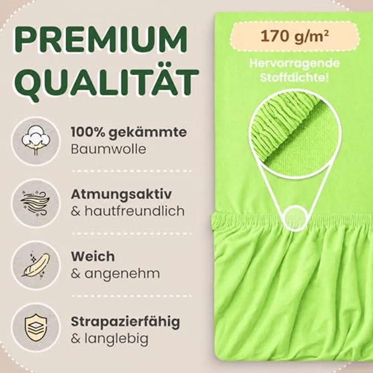 leevitex® Spannbettlaken Spannbettlaken Kinder Spannbettlaken Premium 170 g/m², Gummizug: Rundumgummizug, (2 Stück), schwer & blickdicht, 100% Baumwolle, 70 x 140 cm – Bild 3