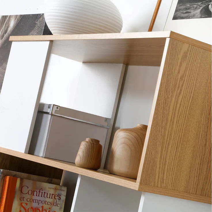 Casâme Bücherregal in Weiß- und Eichendekor - H173,5 cm - Weiß – Bild 3
