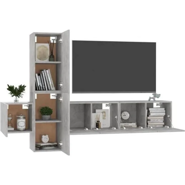 5-tlg. TV-Schrank-Set Betongrau Holzwerkstoff [3079073]