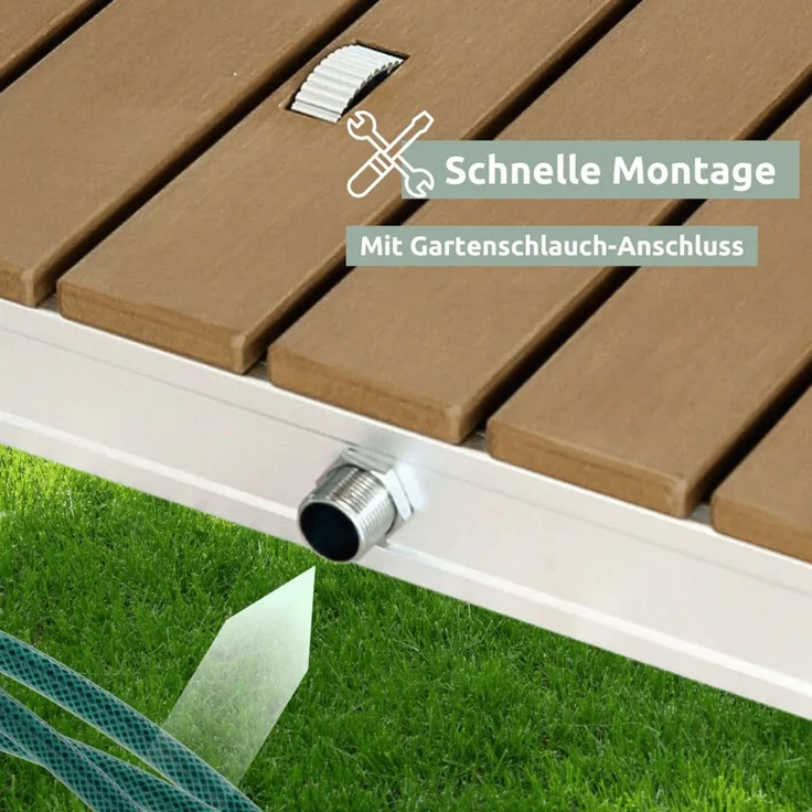 Gartendusche Outdoor eckig TYLIX - WPC Bodendusche 4m Fontänenhöhe mit Fußrad | Außendusche rutschfest Saunadusche Campingdusche wetterfest – Bild 3