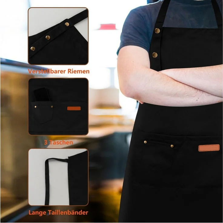 Agger Kochschürze für Damen und Herren mit verstellbaren Trägern und großen Taschen, (1-tlg), wasserdichte Kochschürze, ideal auch als Grillschürze – Bild 4