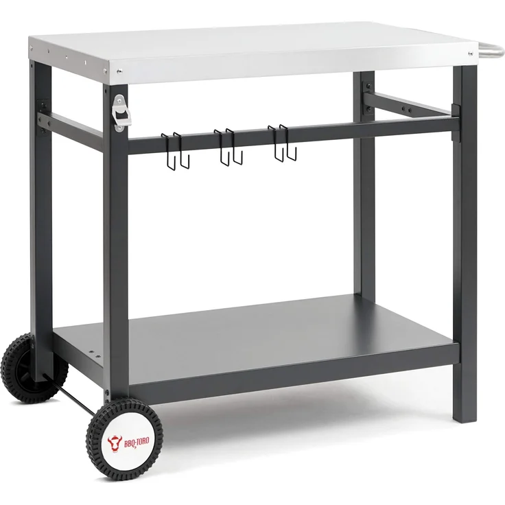 BBQ-Toro Grillwagen 85 x 50 x 81 cm | Metall Grilltisch mit großer Arbeitsfläche | Grill Beistelltisch Trolley Grilltisch Servierwagen Garten Trolley (Schwarz/Silber)