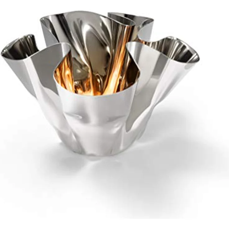 PHILIPPI Margeaux Mini Vase/Windlicht, handgefaltetes Unikat aus Edelstahl, ideal für Teelichter oder Blumen, Eyecatcher für jeden Anlass – Bild 2