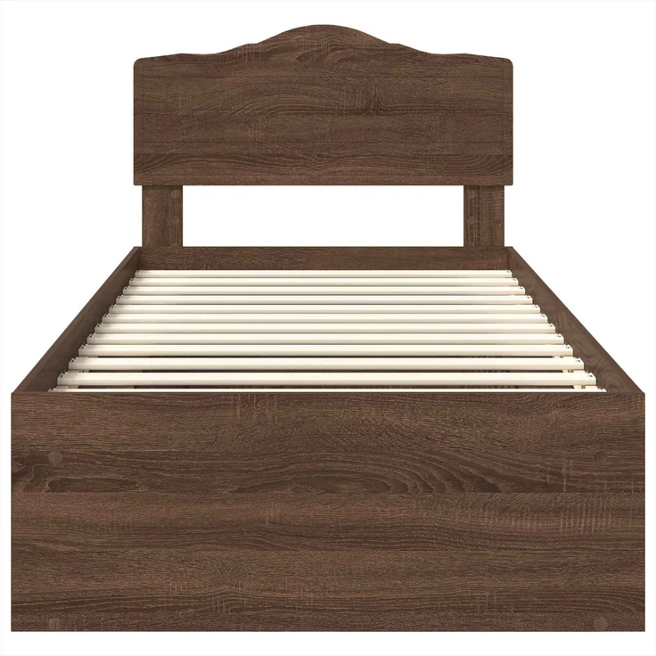 vidaXL Bettrahmen Braun Eichen-Optik 90 x 190 cm Massives Kiefernholz 3412958 – Bild 6